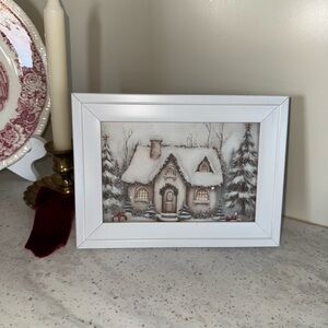 White Framed Holiday Cottage Picture